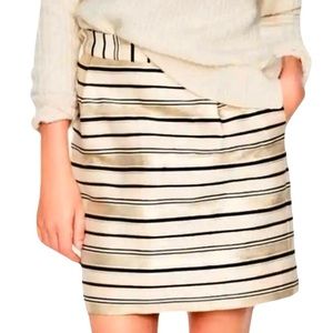 J Crew Striped Skirt-Gold Black Silk Blend